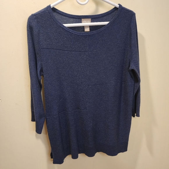 Chico's Blue 3/4 Sleeve Relaxed Blouse size 1 - Picture 8 of 13